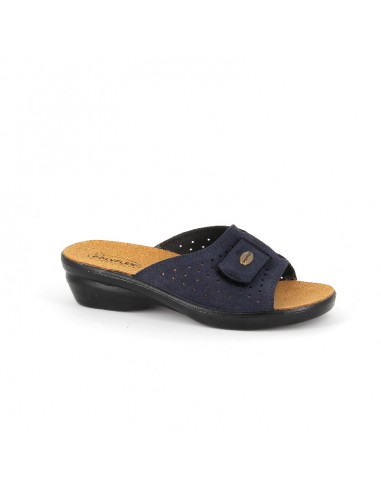 LEATHER SLIPPERS WITH ADJUSTABLE VELCRO - COD. 5418.36 BLUE