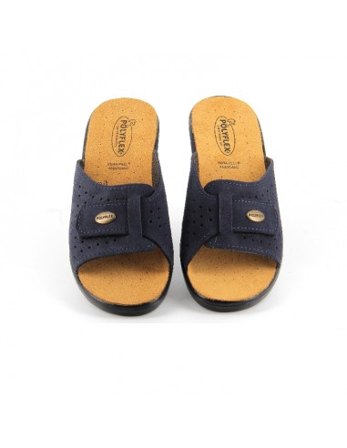 CIABATTA IN PELLE CON VELCRO REGOLABILE - COD. 5418.04 BLU