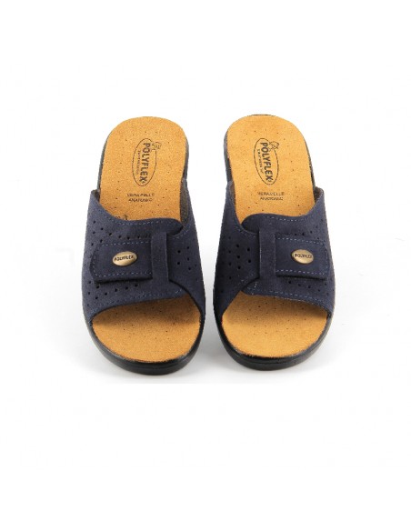 CIABATTA IN PELLE CON VELCRO REGOLABILE - COD. 5418.04 BLU CIABATTA IN PELLE CON VELCRO REGOLABILE - COD. 5418.04 BLU