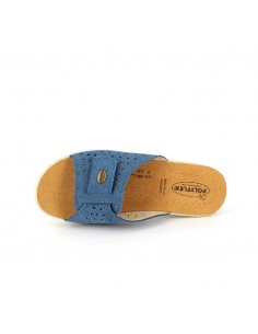 CIABATTA IN PELLE CON VELCRO REGOLABILE - COD. 5418.04 JEANS 2