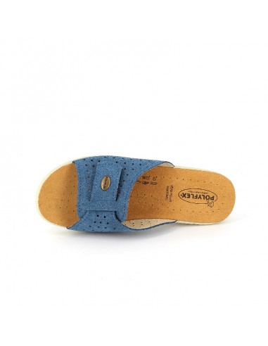 CIABATTA IN PELLE CON VELCRO REGOLABILE - COD. 5418.04 JEANS