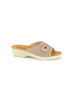CIABATTA IN PELLE CON VELCRO REGOLABILE - COD. 5418.04 TORTORA