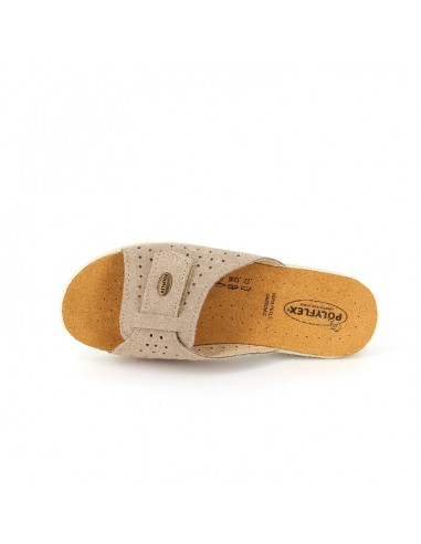 CIABATTA IN PELLE CON VELCRO REGOLABILE - COD. 5418.04 TORTORA