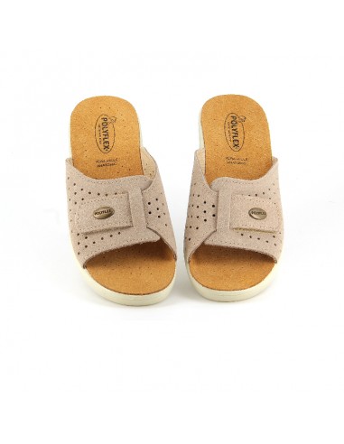 CIABATTA IN PELLE CON VELCRO REGOLABILE - COD. 5418.04 TORTORA