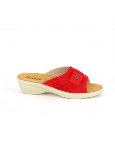 CIABATTA IN PELLE CON VELCRO REGOLABILE - COD. 5418.04 ROSSO