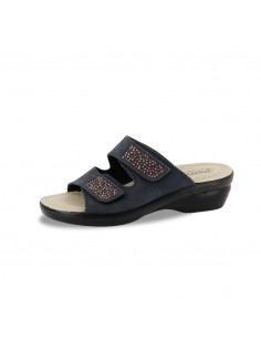 CIABATTA IN PELLE CON STRASS E VELCRO REGOLABILE - COD. 5490.36