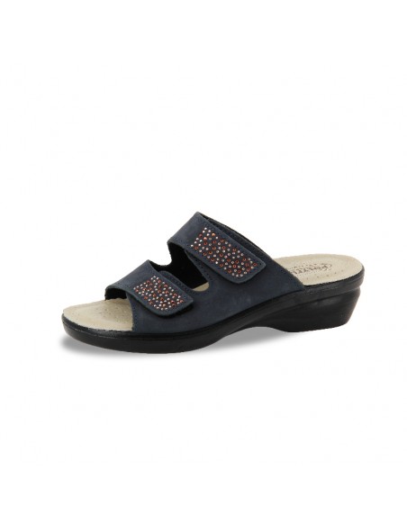 CIABATTA IN PELLE CON STRASS E VELCRO REGOLABILE - COD. 5490.36 CIABATTA IN PELLE CON STRASS E VELCRO REGOLABILE - COD. 5490.36