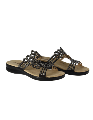 Sandalo Ciabatta Estivo Donna con Strass – Nero - COD. 8108.17