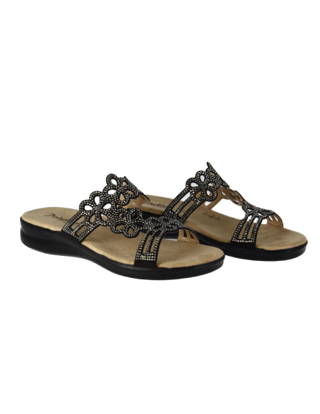 Sandalo Ciabatta Estivo Donna con Strass – Nero - COD. 8108.17 Sandalo Ciabatta Estivo Donna con Strass – Nero - COD. 8108.17